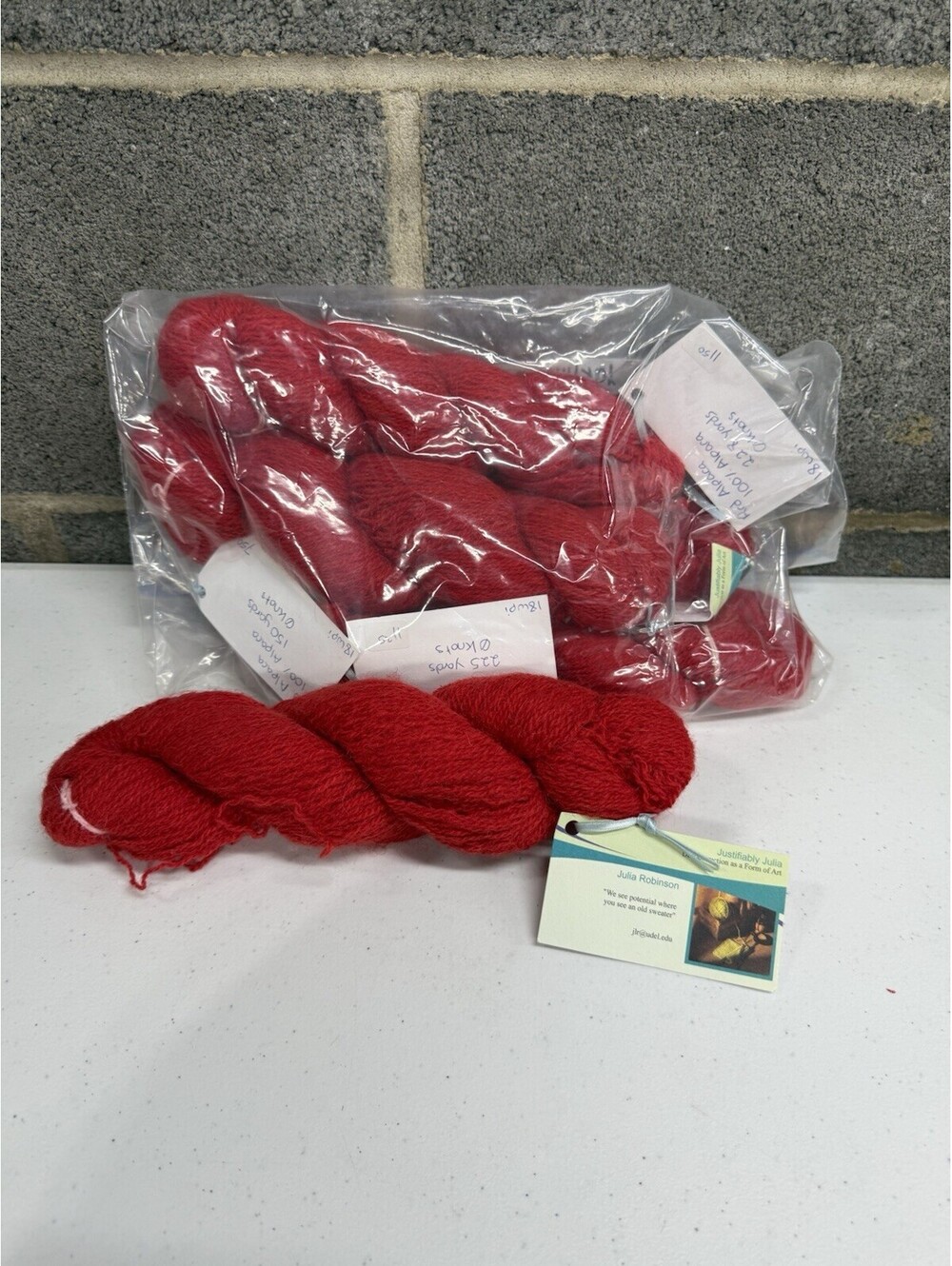 Justifiably Julia Red Alpaca 5 Skein Lot